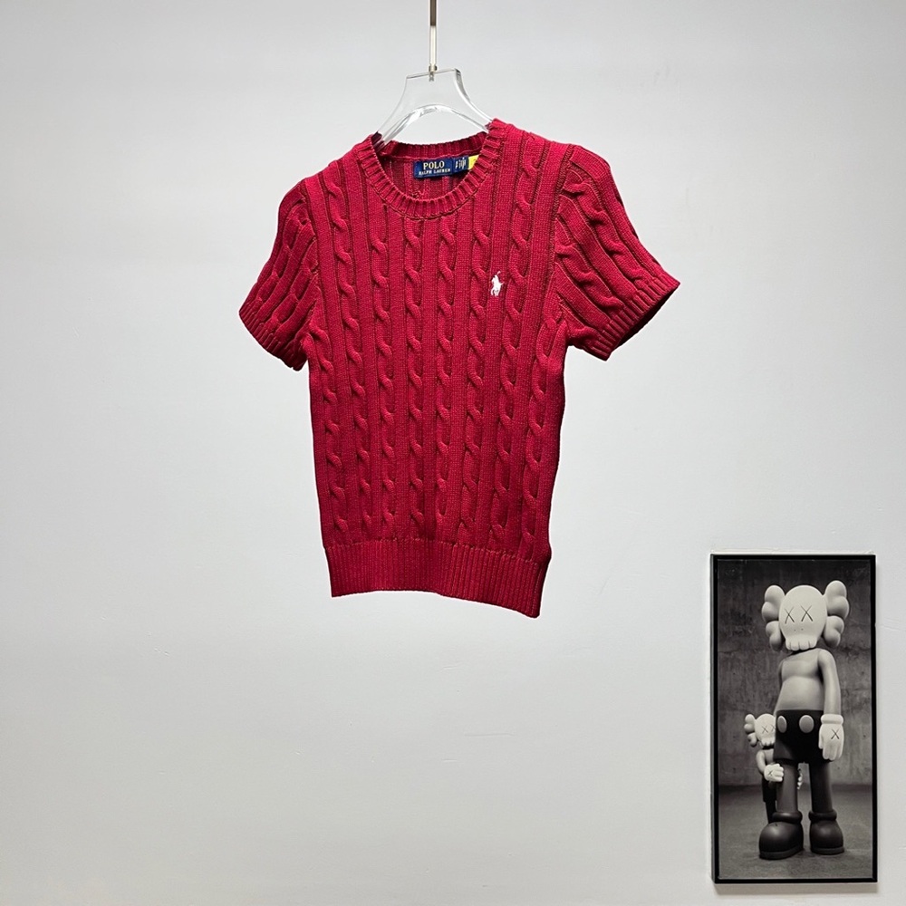 Polo by Ralph Lauren Women’s Red Cable-Knit Short-Sleeve Sweater